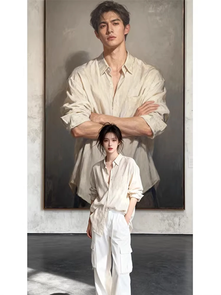 

Loose Fit Linen Long Sleeve Men's Shirt Breathable Sun Protection Summer Fashion Brand High End Lazy Style Outerwear Coat