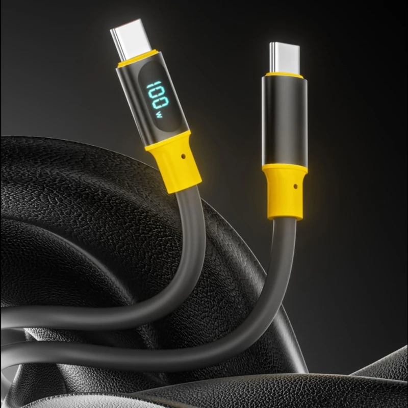 

PD100W Type C LED Digital Display Data Cable TPE Power Charging Cord Wire Fast Charging Data Cord for Travel and Office