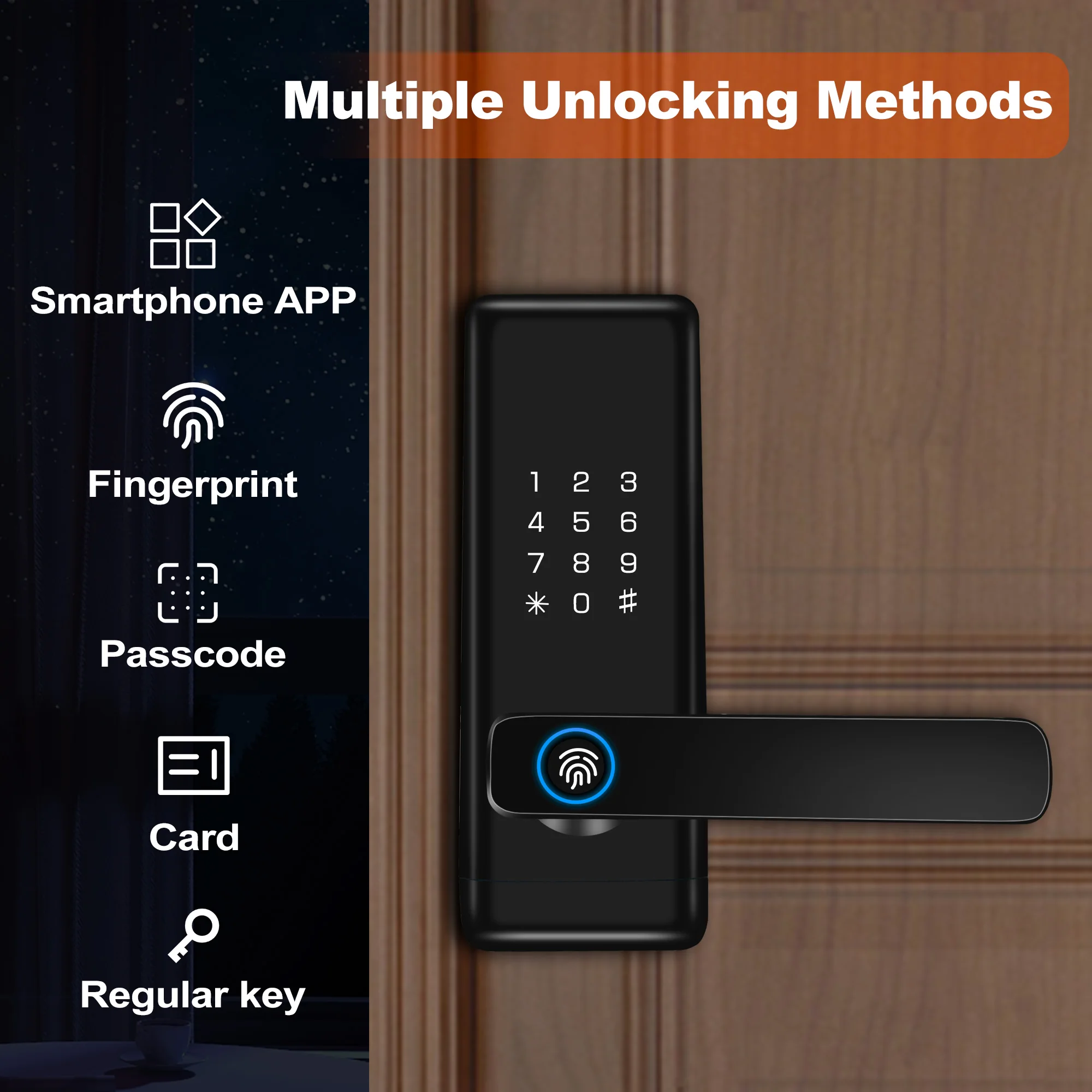 Keyless Entry Door Lock Fingerprint Lock Smart Lock with App TTLOCK/Code/Card/Fingerprint/Key/Visitor Code/Auto Lock