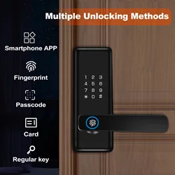 Smart Keyless Entry Door Lock, Cartão de impressão digital, Chave de senha, Casa, Escritório, Hotel, Apartamento, Quarto alugado, TTLOCK APP