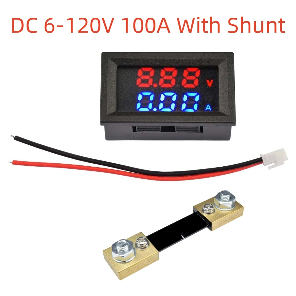 M6120 Digital Voltmeter DC 6-120V 10A 50A 100A Voltmeter Ammeter LED Amp Digital Volt Meter Gauge Electromobile Motorcycle Car