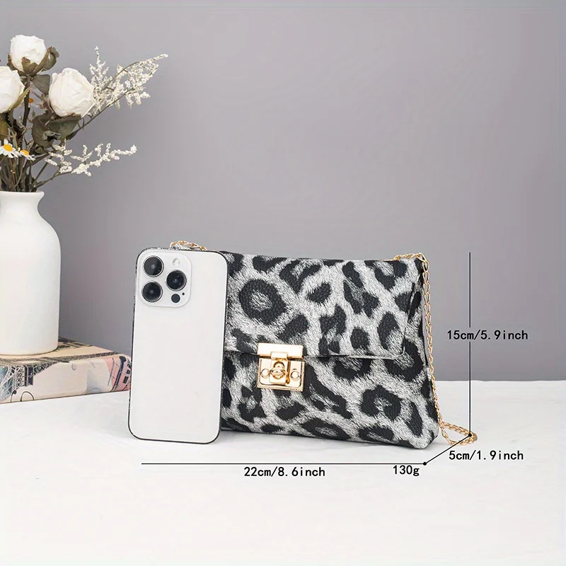 Modische Damen-Umhängetasche mit Leopardenmuster, exquisite, vielseitige Trend-Umhängetasche, Pendler-Temperament, Retro, kleine quadratische Tasche – Detail 7