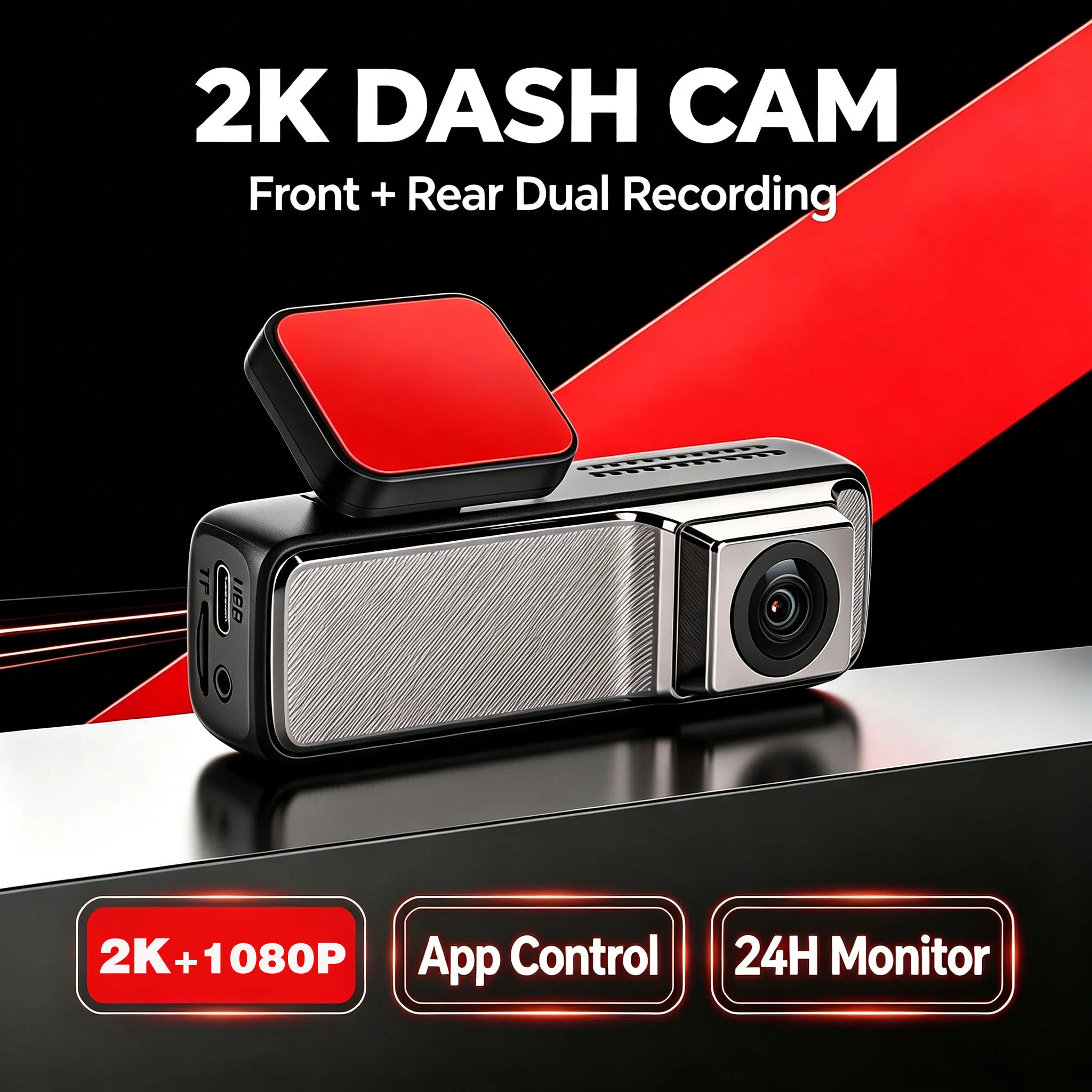 Dual Lens Dash Cam New 2026 V8-C  Front 2K+Rear 1080P Car DVR HDR Driving Recorder Supercapacitor WiFi 24H Parking Monitor
