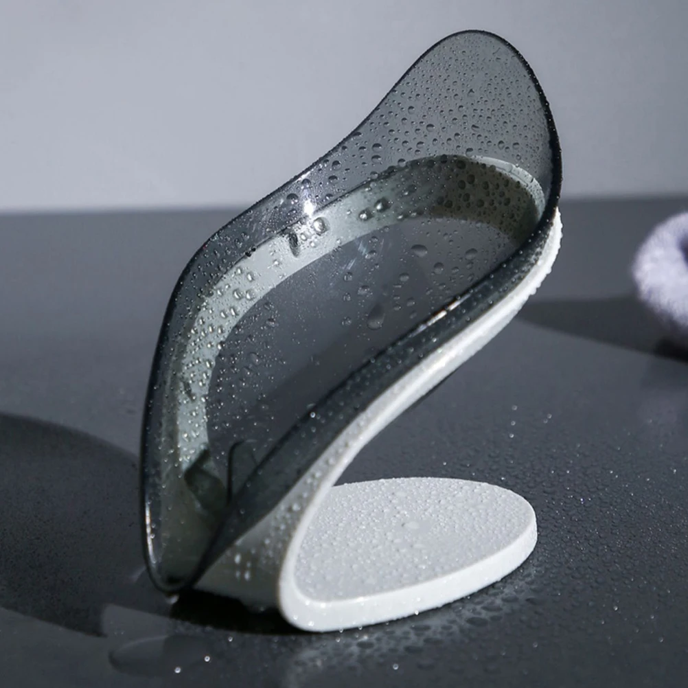 

2Pcs Self Draining Soap Holder Transparent Leaf Style Soap Container Suction Cup Mount for Shower Bathroom Kitchen Use