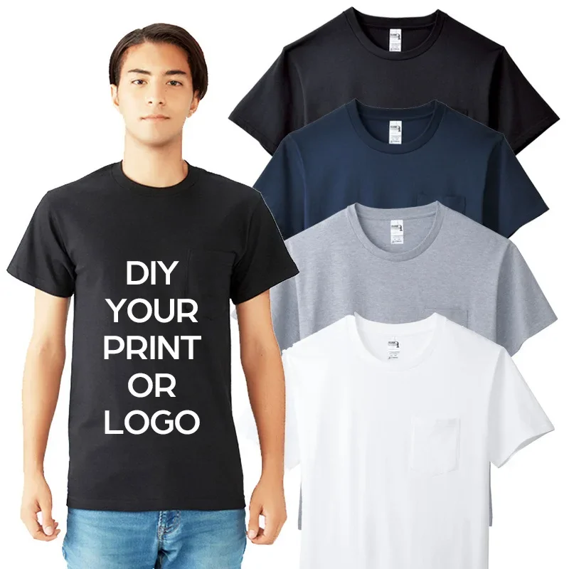 

100% High Quality Cotton Men Customized Print Your Like Photo New Brand Fashion T Shirt Men's Summer Short Sleeve Tshirts Pocket