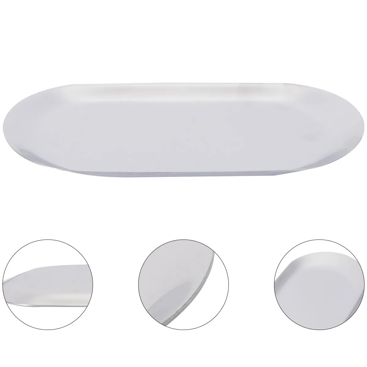 Oval Nordic Jewelry Tray Stainless Steel Small Silver Elegant Storage Plate Mirror Polished Makeup Vanity Organizer Snack Metal