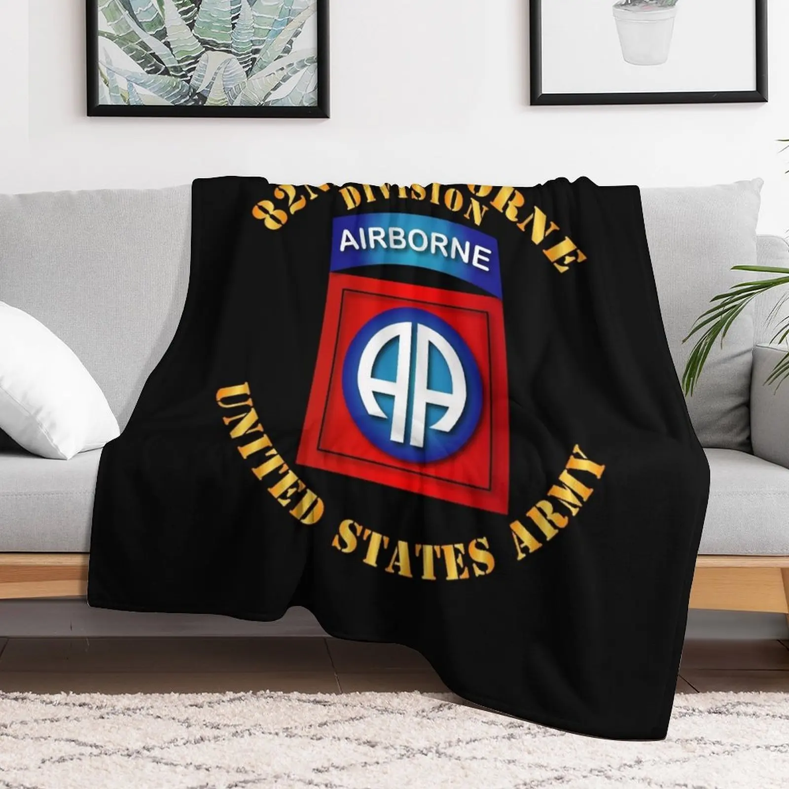 Army - 82nd Airborne Division - SSI - Ver 2 Throw Blanket Sleeping Bag Summer Beddings Blankets