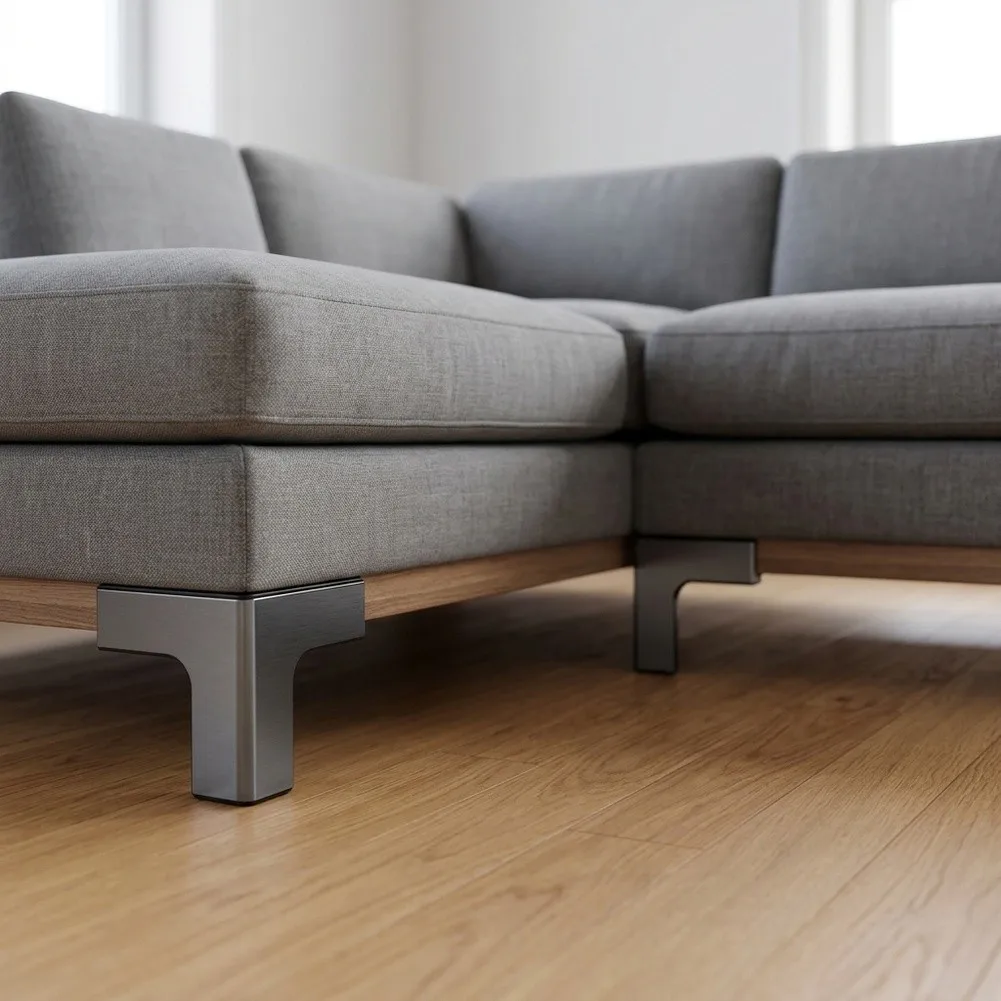 4 Adjustable L-Shaped Furniture Legs for Beds Sofas Ottomans Cabinets Desks and DIY Furniture Height Adjustment