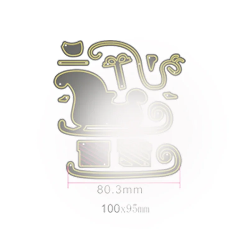Christmas Sleigh And Gifts Metal Cutting Dies  For DIY Decorative Embossing Handcraft Paper Cards Making Die Template 2021 New