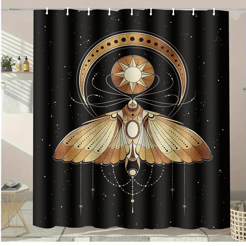 

Моющаяся грязеотталкивающая занавеска для душа с изображением фламинго и мотыль, водонепроницаемая полиэстеровая занавеска для ванны для домашнего декора, аксессуары