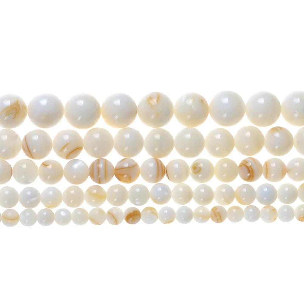 5/6/7/8/10mm Natural Shell Beads Round Loose Beads for Jewelry Making Diy Bracelet Necklace 15