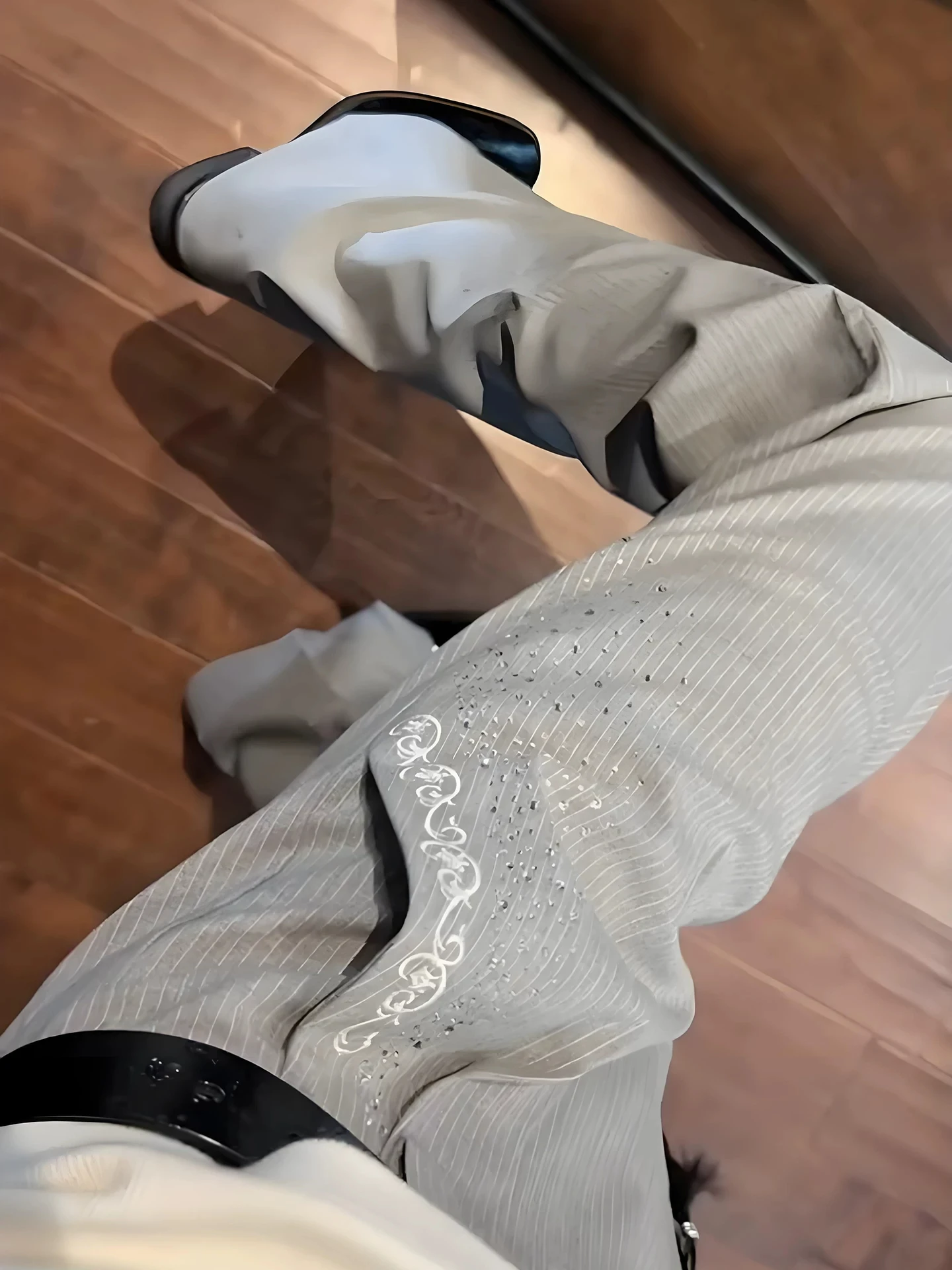 Elegant Embroidered Flared Straight Leg Men's Casual Pants Autumn Season Comfortable Fit Trousers for Commuting And Daily Wear