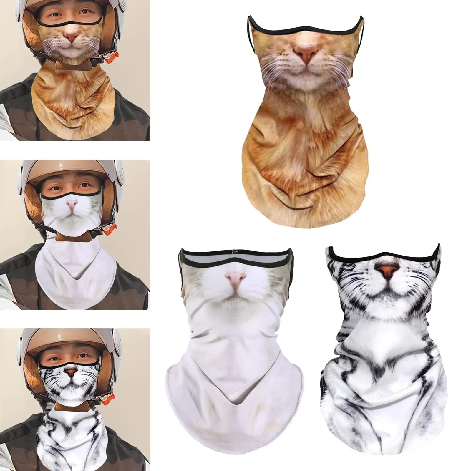 Neck Gaiter Cute Cat Design Cooling Headband Face Mask with Ear Loops Scarf for Sports Golfing Shopping Trips Skiing Daily Wear