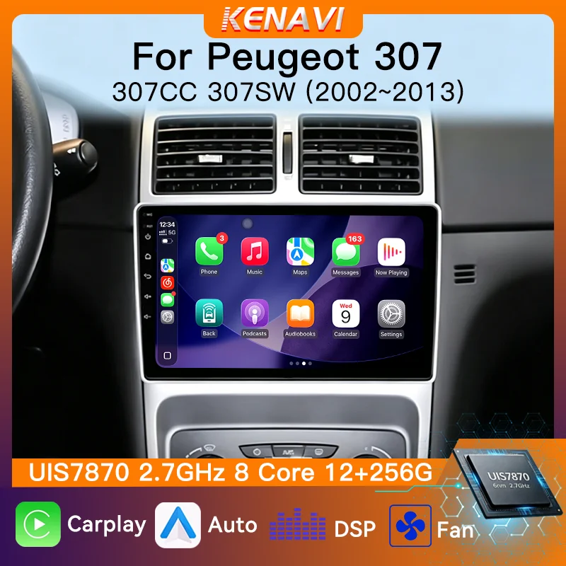 UIS7870 Car Stereo Radio Wireless Carplay Android Auto For Peugeot 307 307CC 307SW 2002‑2013 GPS Multimedia Player FM Head Unit