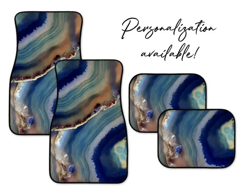 Blue Geode Car Mats, Personalization Available