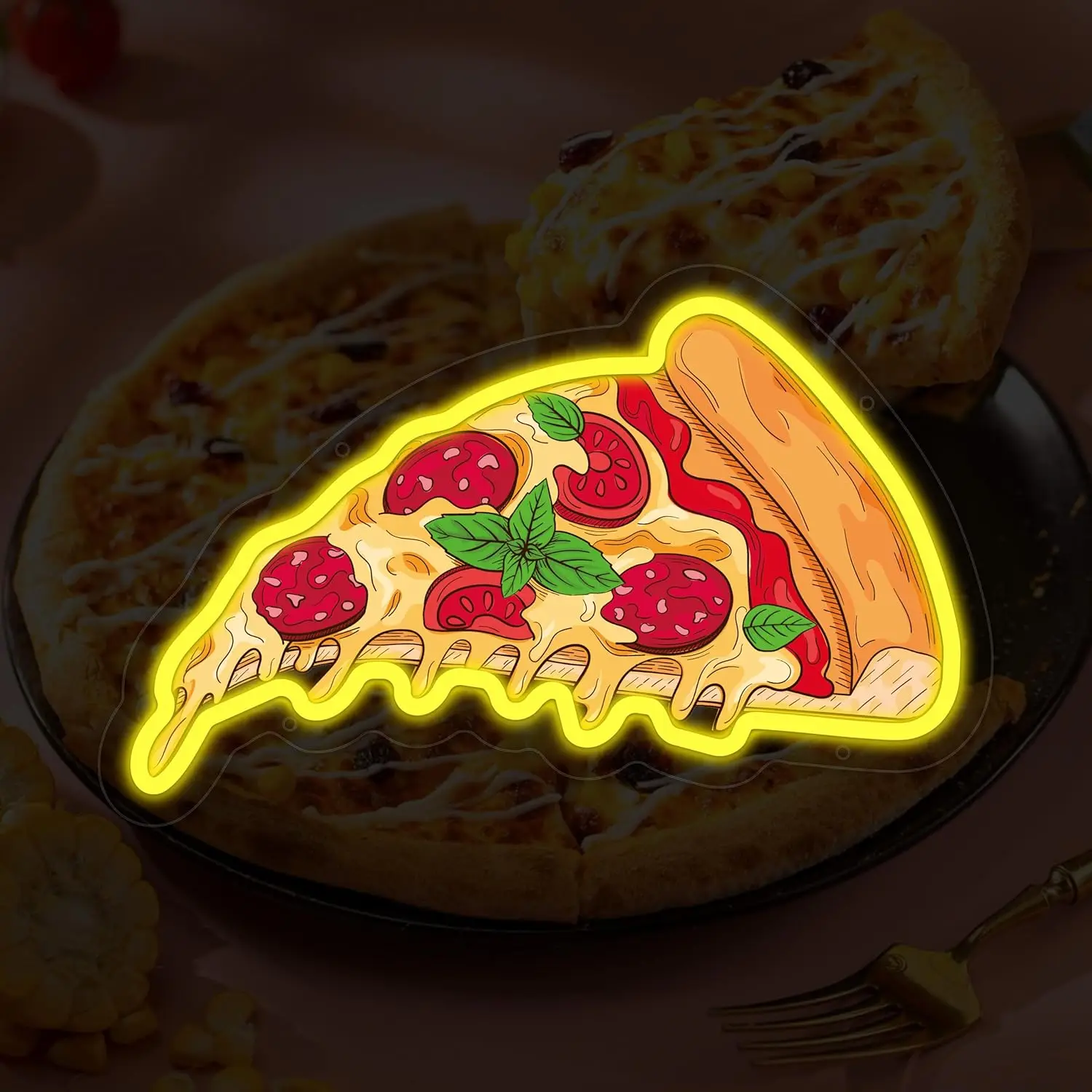 Pizza-Neonschild für Wanddekoration, Kinder-USB-Nachtlicht, dimmbares LED-Schild, wiederverwendbar, für Jungen und Mädchen, für Schlafzimmer und Wohnzimmer