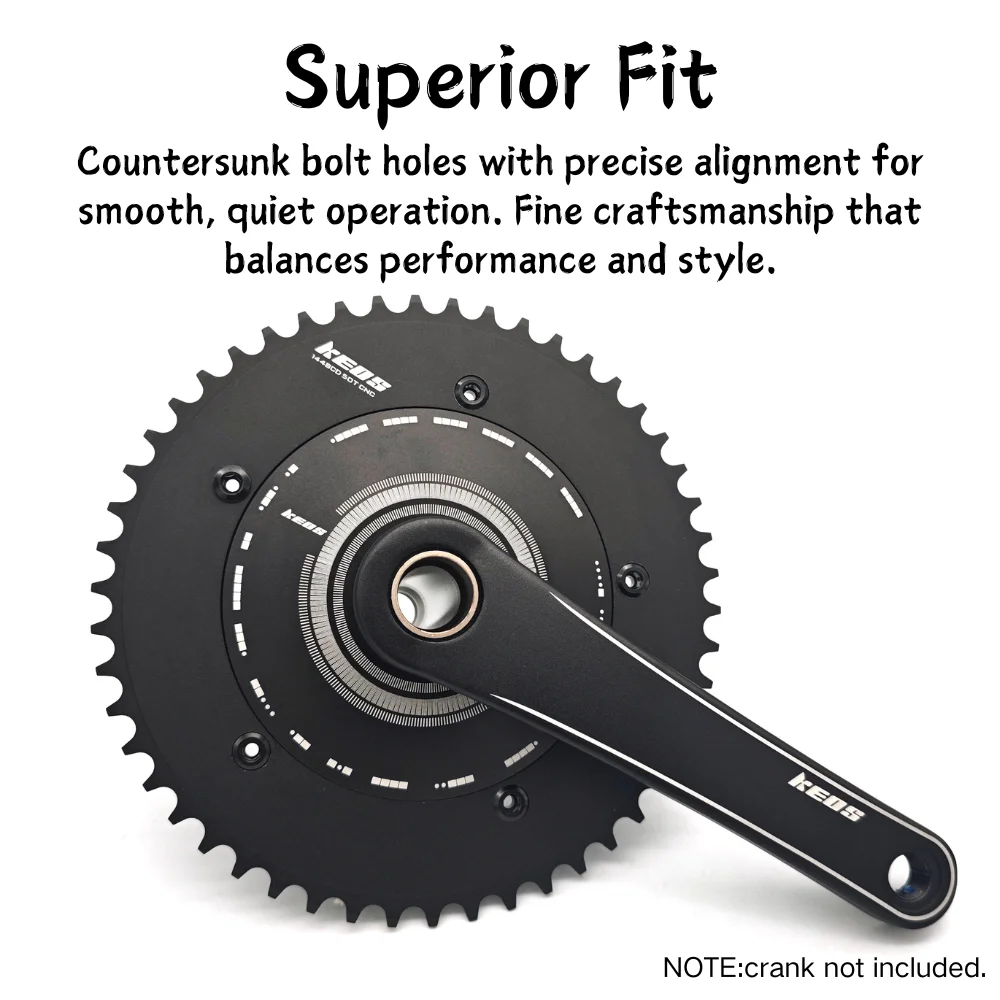 KEOS 144BCD Fixed Gear/Track Bike Chainring 1/8" Single Speed chains CNC Black&Silver chain Wheel 44/46/48/50/52/54/56/58/60/70T view 5