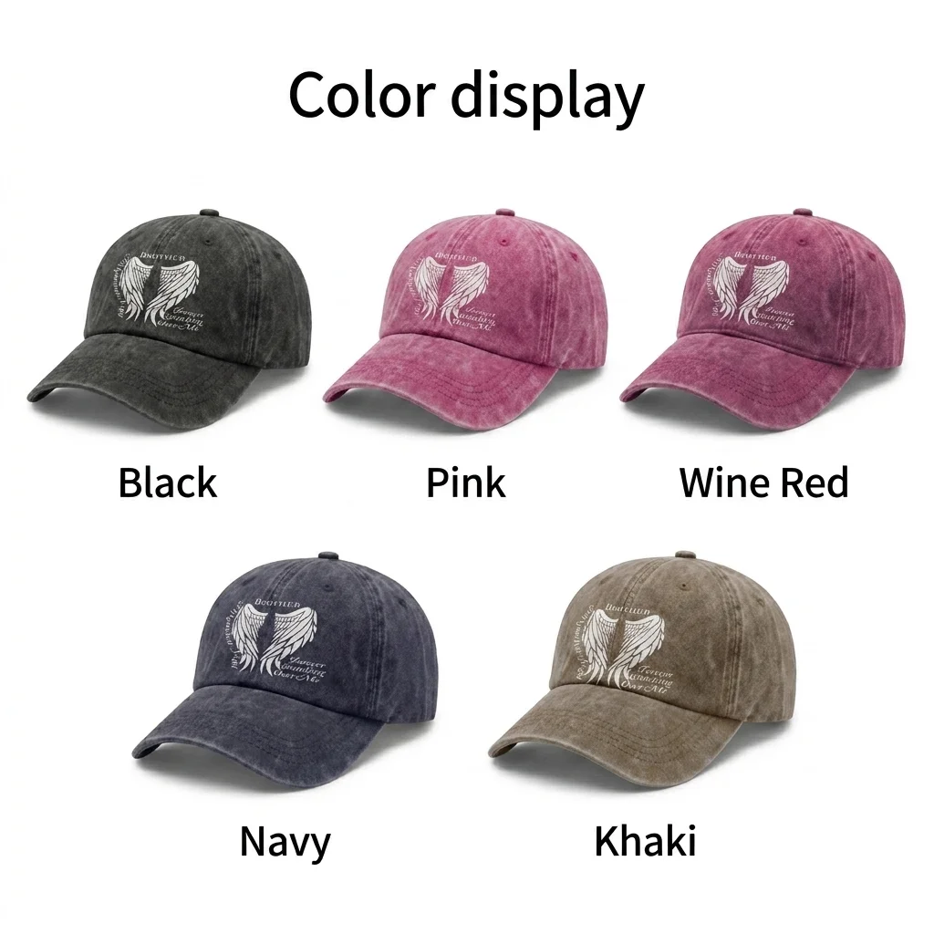 Vintage Washed Brother Memorial Angel Wings Graphic Baseball Cap, Adjustable Unisex Dad Hat, Sympathy Remembrance Gift