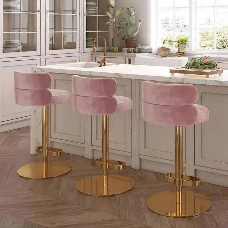 

Легкий роскошный металлический барный стул для рукоделия, домашний остров, кухонная спинка, обеденный стул, домашние бары, стойка регистрации, кассир, высокие стулья