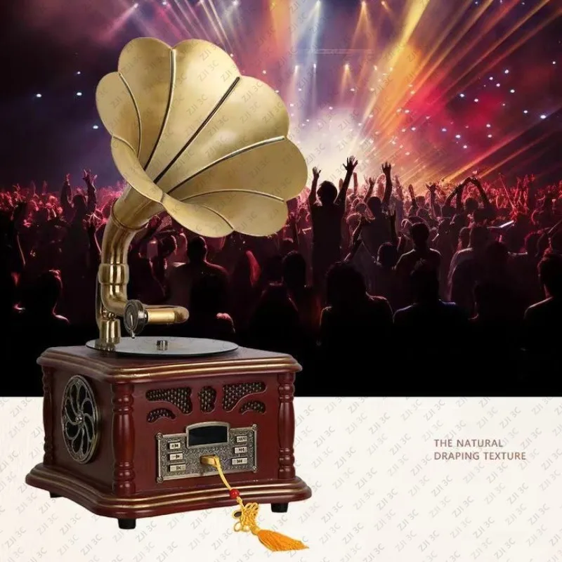 Factory Price Portable Version Gramophone Retro Style Subwoofer Speaker Bluetooth Phonograph Record Player
