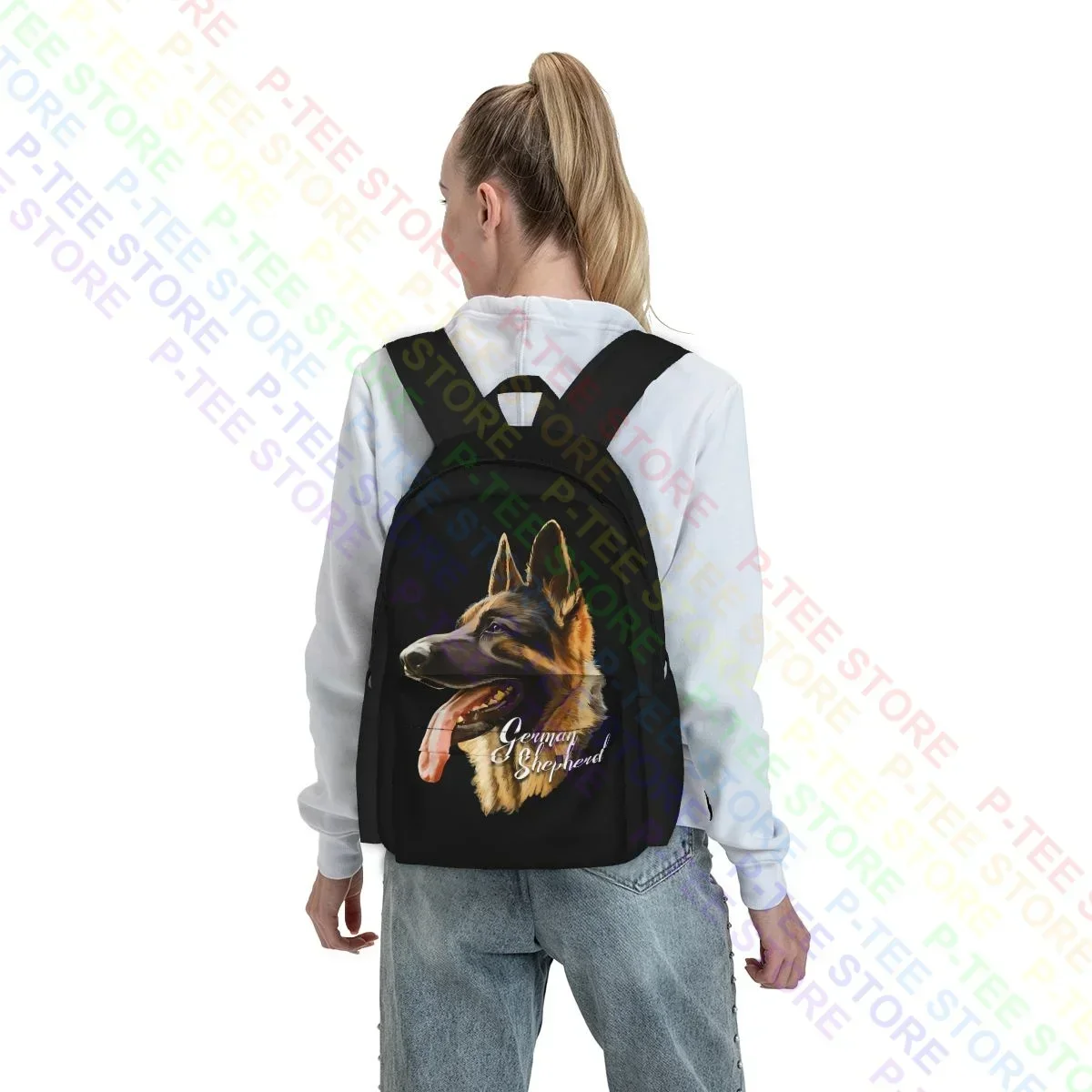 German Shepherd Sharp Dog Large Capacity Backpack Cute Shoe Bag Eco Friendly Large Capacity