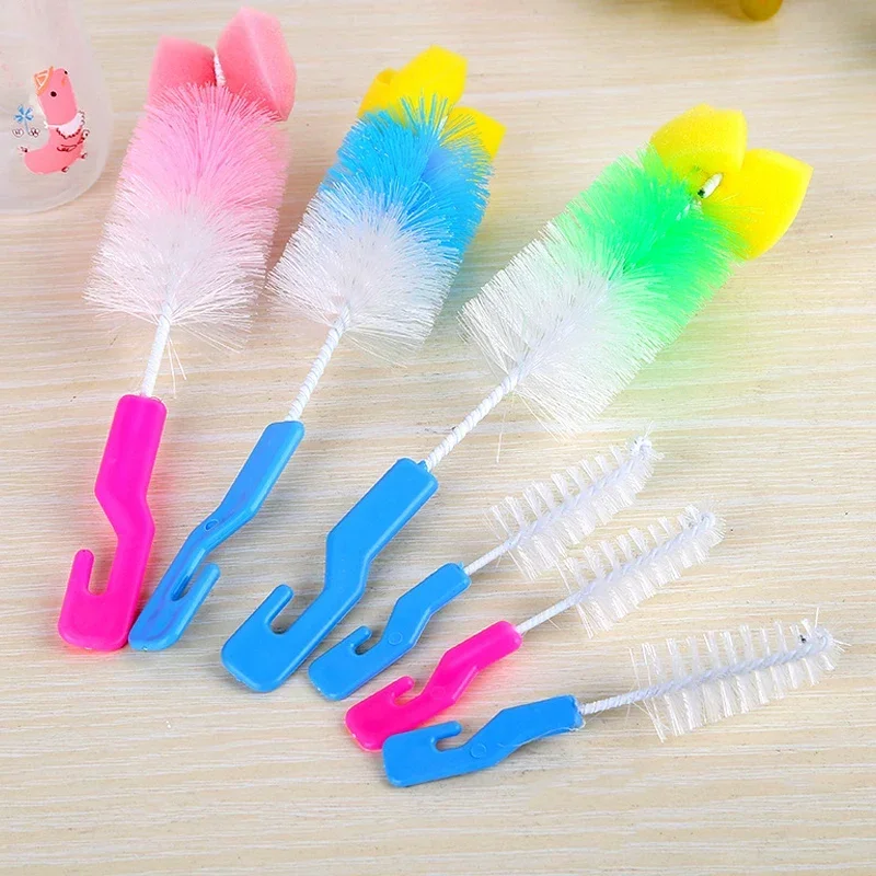 2Pcs/set Baby Nipple Milk Bottle Cup 360 Degree Sponge Cleaner + Pacifier Brush 360° Cleaning Tool Scrubber Cleaning Brush