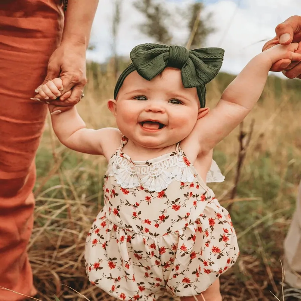 

New Soft Elastic Headband Nylon Ribbed Bows Headband Hair Accessories Newborn