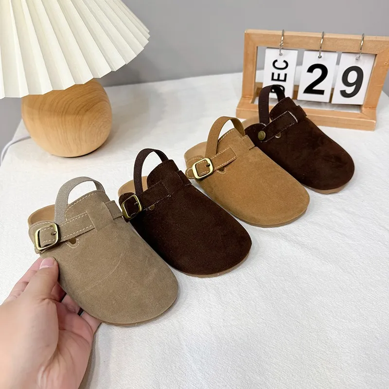 2025 New Girl Boy One Step Flat Bottom Baotou Half Slippers Children Summer Outwear Round Head Half Slippers Lazy Shoes