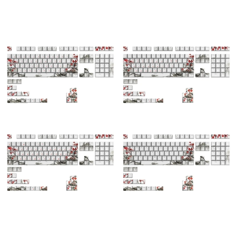 

129Keys PBT Механические колпачки для ключей DYESUB Plum Blossom Русский Корейский Японский C1FD