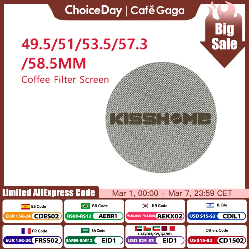 KISSHOME Espresso Puck Screen 51mm 53.5mm 58.5mm 57.3mm Filter Mesh Portafilter Barista Tools Coffee Machine Accessories