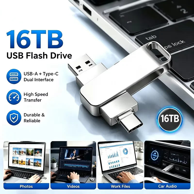 High-Speed Type-C 2-in-1 USB Flash Drive OTG Pen Drive Memory Stick Pendrive 16TB 2TB 1TB 512GB for Phone PC Network Card