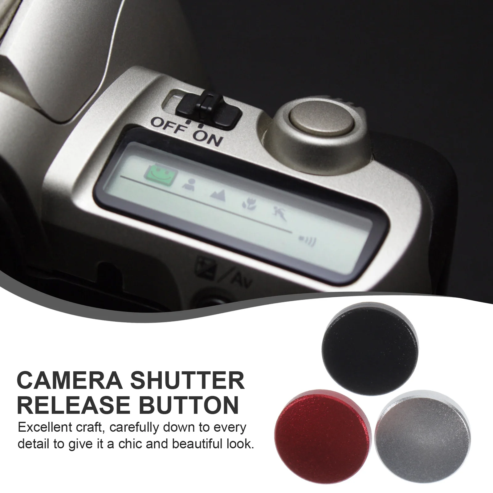 

3Pcs Aluminum Alloy Camera Shutter Release Button Soft Touch Replacement Concave Convex Surface Flat Button Camera Part