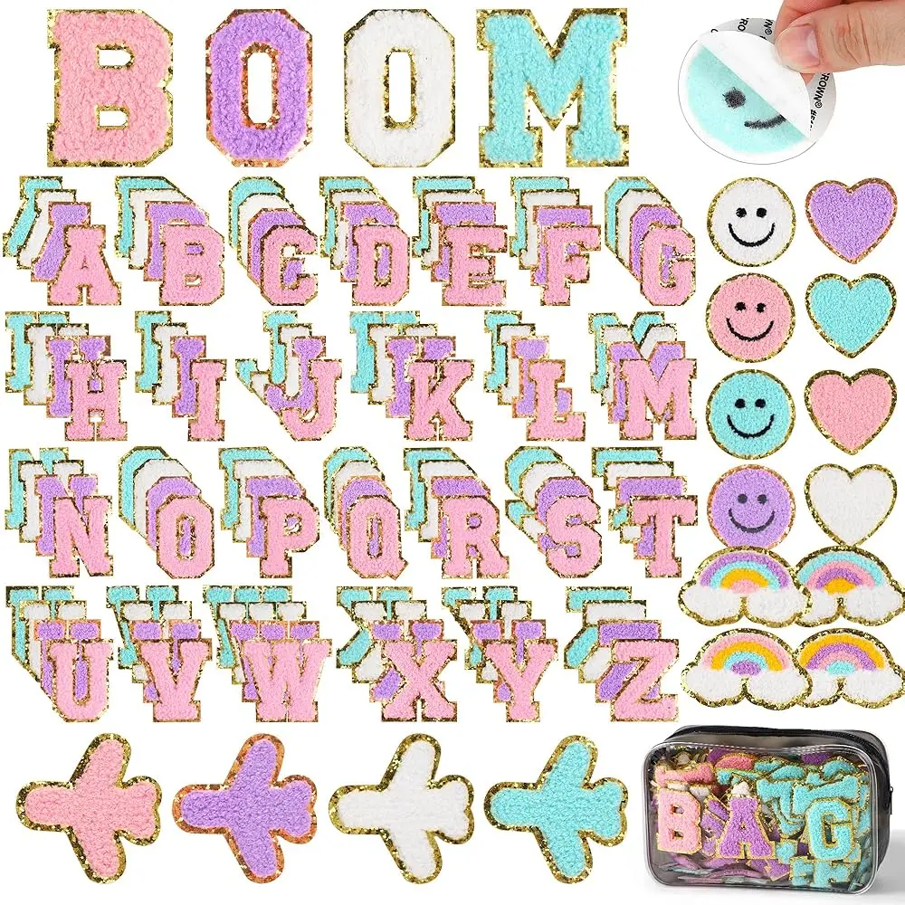 

120 Pcs Self-Adhesive Chenille Letter Patches for Backpacks, Chenille Patches Iron on Letters for Clothing,Self Adhesive Lett