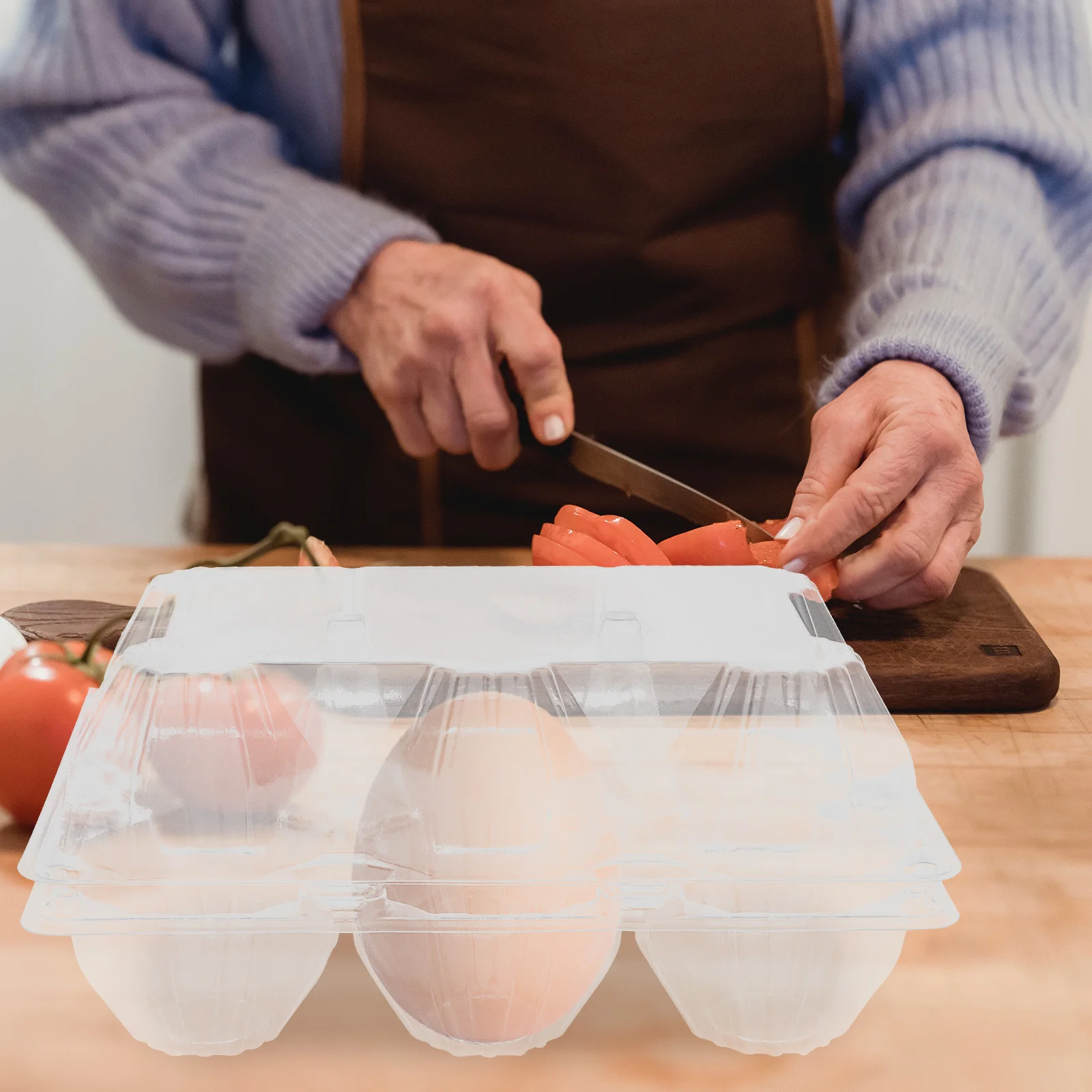 

6Pcs Egg Storage Container Transparent 6-Slot Plastic Egg Holder for Fresh Eggs Reusable Kitchen Organizer Compact Design