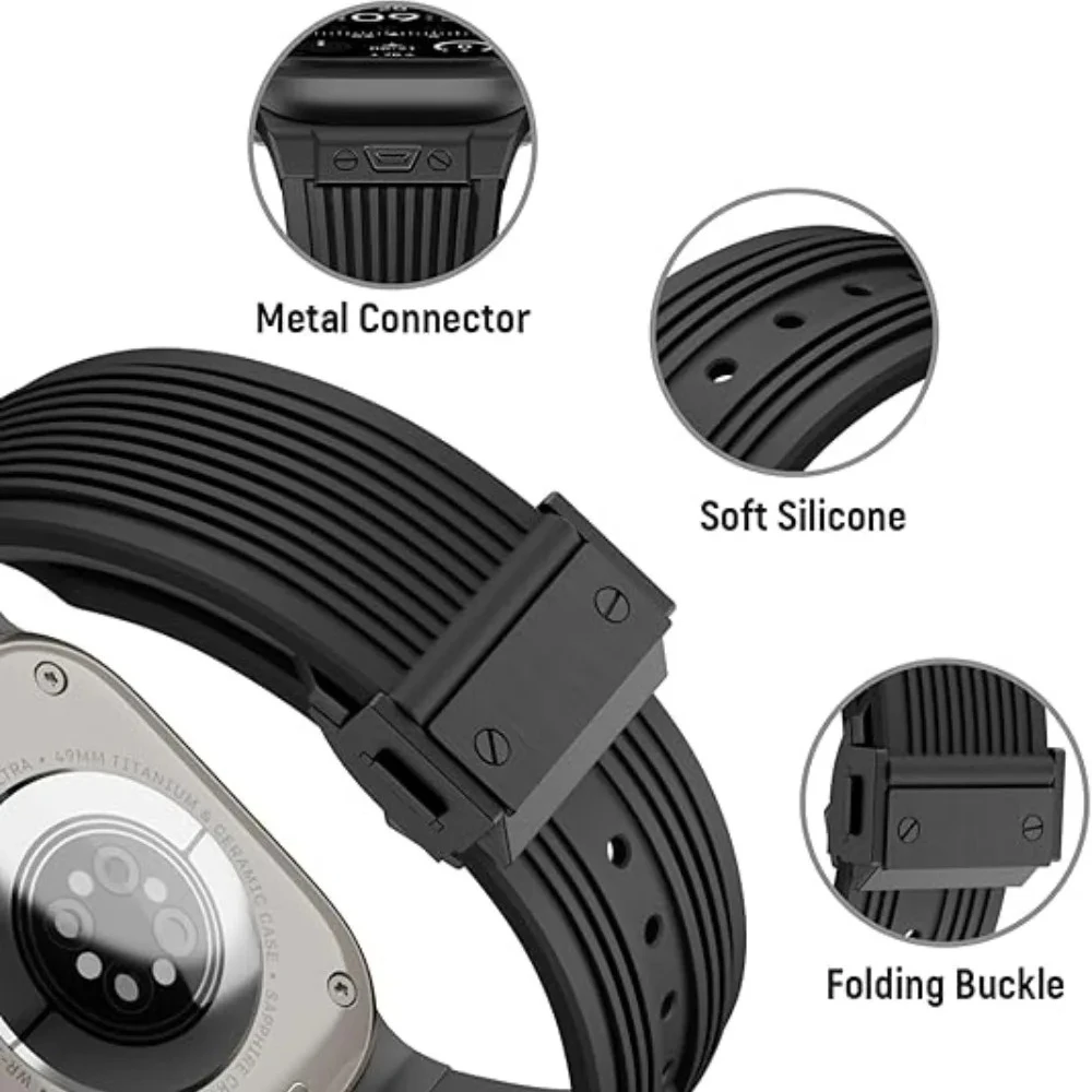 الرجال المطاط حزام ل أبل الترا 3 49 مللي متر سلسلة 11 10 46 مللي متر الرياضة لينة الفرقة ل Iwatch 9 8 7 6 5 4 SE 3 44 مللي متر 45 مللي متر سوار #4