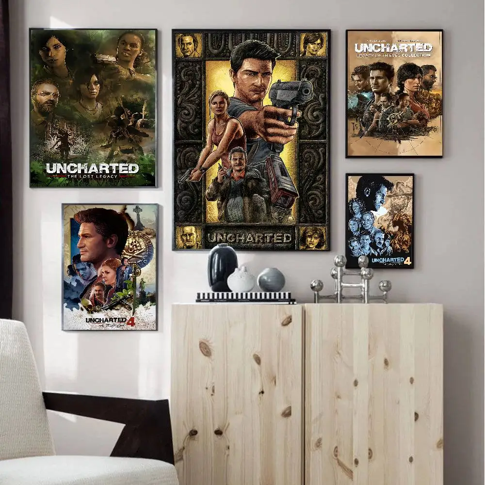 U-Uncharted Gam Classic Movie Posters Waterproof Paper Sticker Coffee House Bar Decor Art Wall Stickers