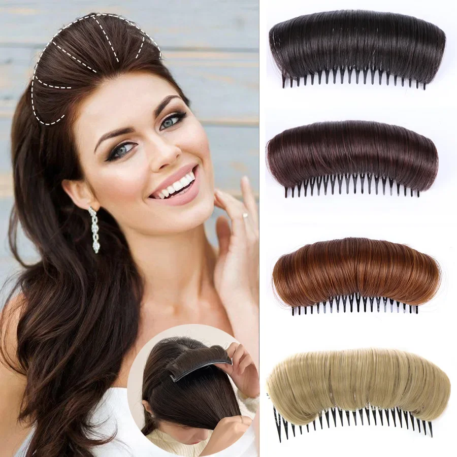 1pc Invisible Fluffy Hair Pad for Women Cushion Stable Comfortable High Temperature Fiber Insert Comb Hair Styling Tools Coffee