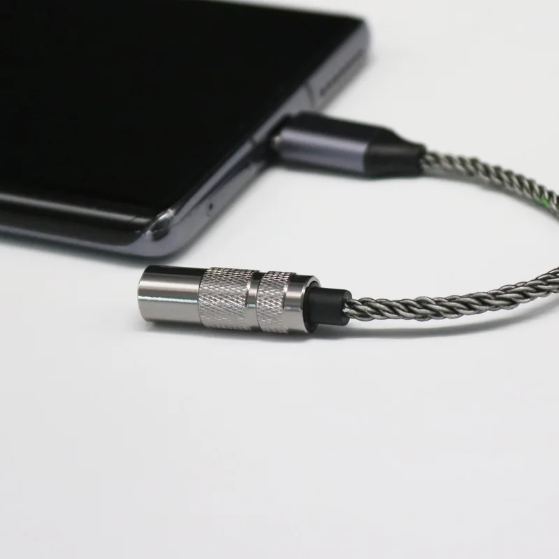 Type C to 3.5mm female 8-strand silver plated wire 13CM