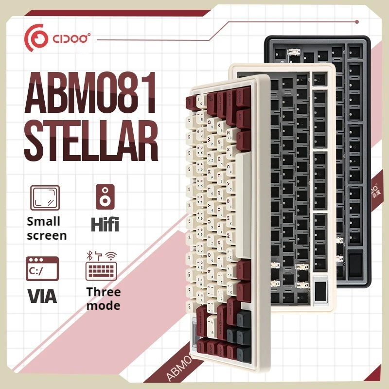 ABM081 Stellar Wireless Gaming Mechanical Keyboard Tri-Mode Bluetooth Japanese MOA Keycaps HiFi RGB VIA Custom Gasket Kit Gamer