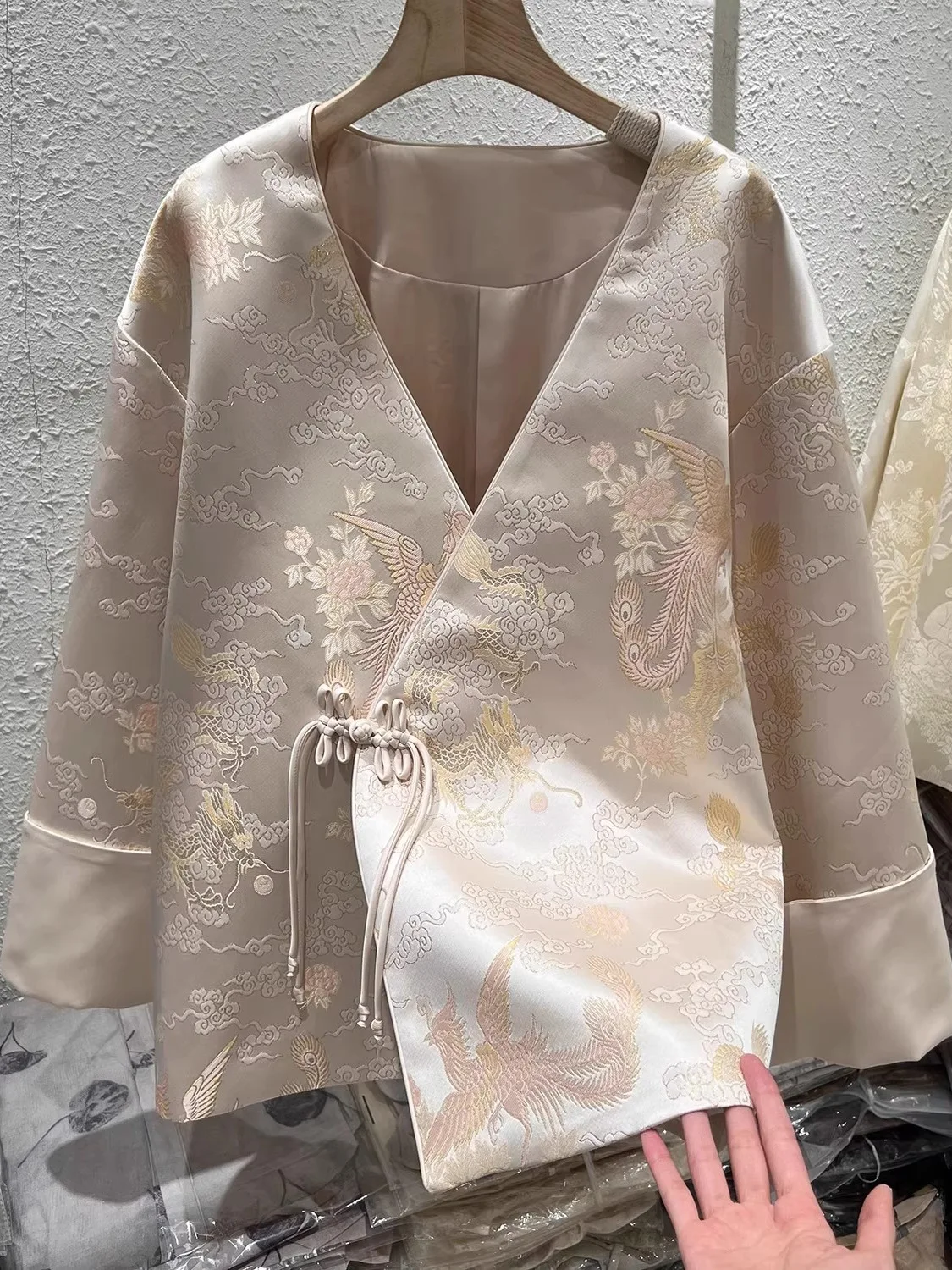 

High-End Brand Spring Autumn Loose New Chinese Sle V-Ne Tang Suit Jaet Women's Loose Fit Commuter Sle Long Sve