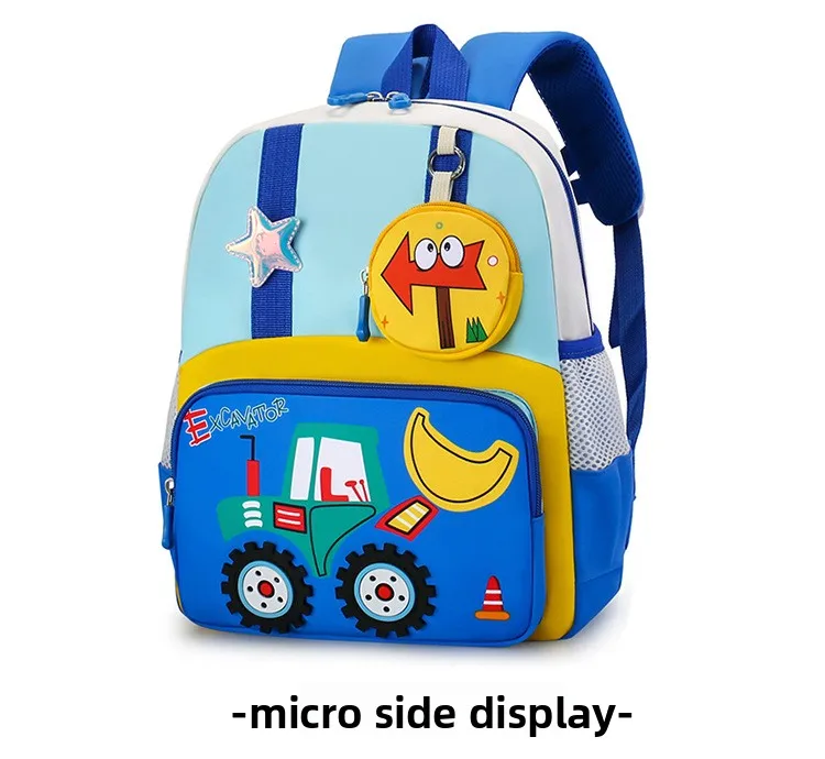 Neuer Kinderrucksack Cartoon Baufahrzeug Jungen Kindergarten-Tasche Atmungsaktiv Mittelgroß für die 3. Klasse – Detail 18