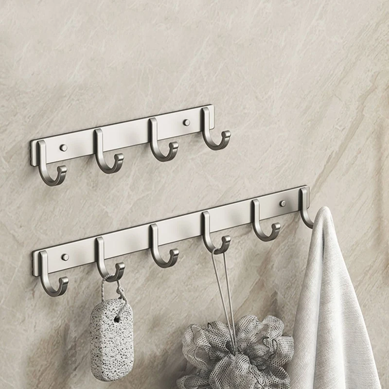 Picture 7: YM Minimalist Multi-Hook Rail Space-Saving Aluminum Hooks for Kitchen, Bathroom, Wardrobe & Hallway. Modern Coat & Hat Organizer