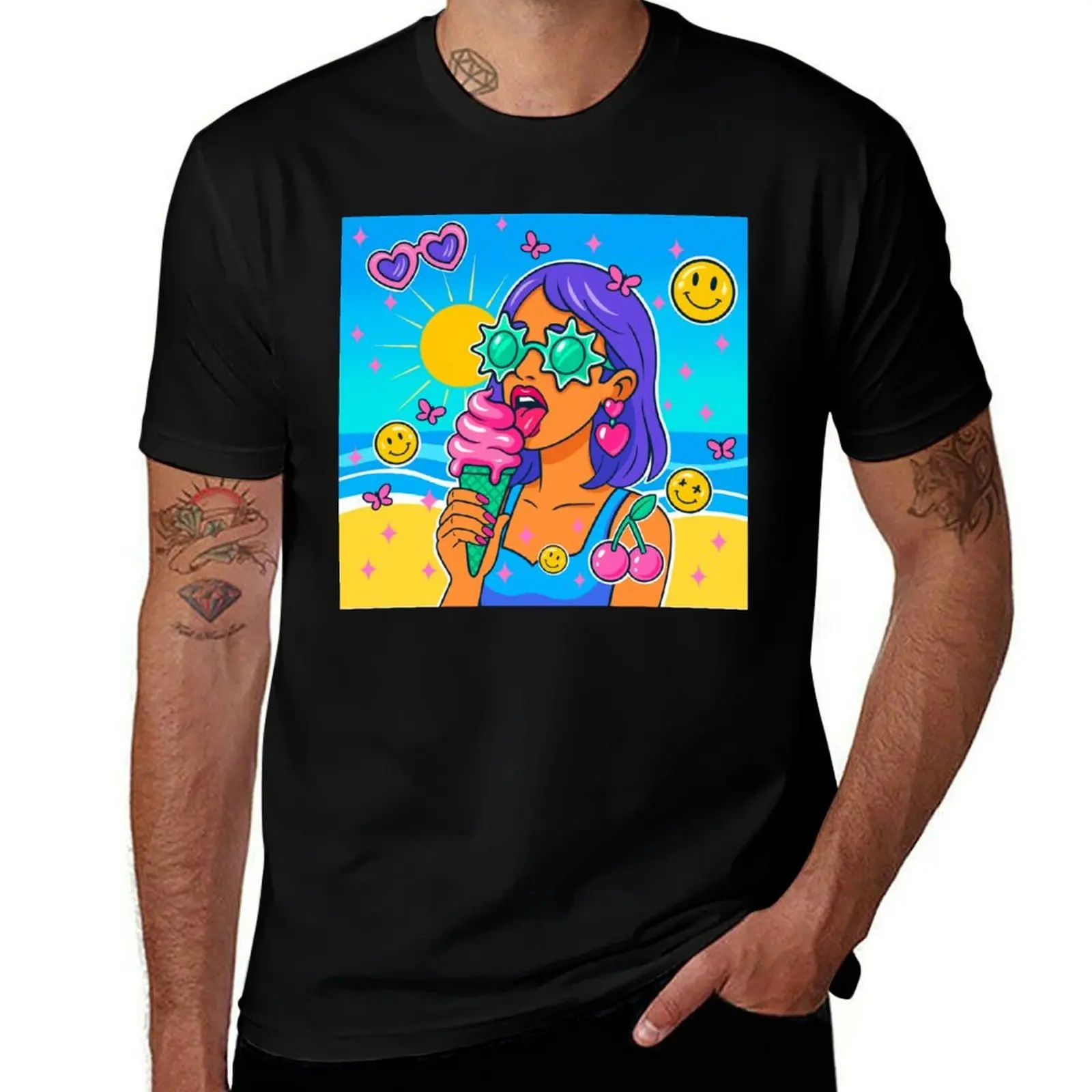 

Ice Cream Glow T-Shirt clothes graphic tee shirt sports fans summer clothes plus size men clothing