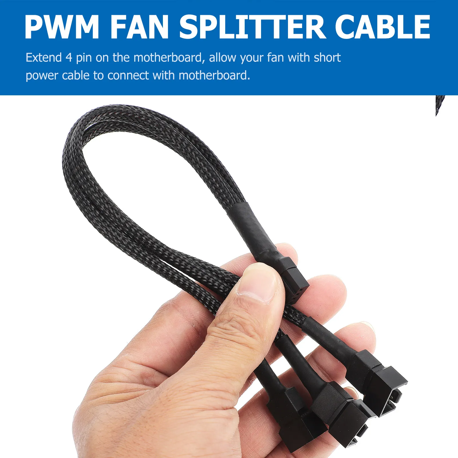 

Комплект из 2 удлинителей для вентиляторов с 4 контактами, разветвитель PWM-вентиляторов, плетеный Y-образный кабель-конвертер для охлаждения компьютера и блока питания