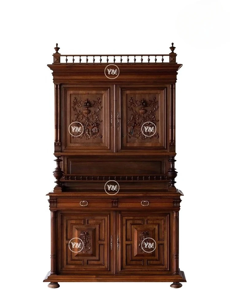 

Средневековый обеденный боковой шкаф из цельного дерева, ваби-саби, шкаф для хранения в гостиной, спальне, французский ретро-дверной шкаф