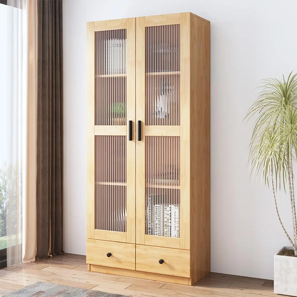 

Glass Door Storage Cabinet - 71" Tall File Bookcase with Adjustable Shelf, 5-Tier Freestanding Enclosed Cupboard-Style Bookshelf