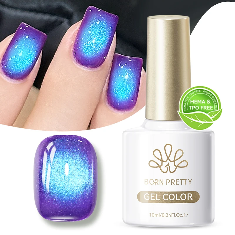 جل مغناطيسي BORN PRETTY HEMA TPO Free Blueberry Cat 10 مللي جل مغناطيسي شبه دائم يحتاج إلى علاج مصباح الأشعة فوق البنفسجية مع عصا مغناطيسية