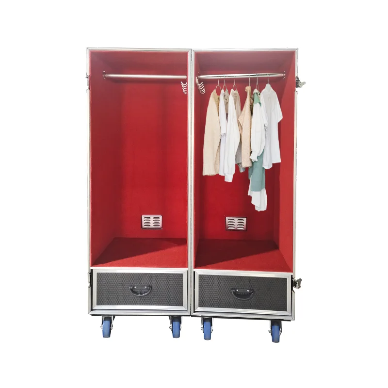 Waterproof wardrobe custom twin door flight case with drawer for equipment storage