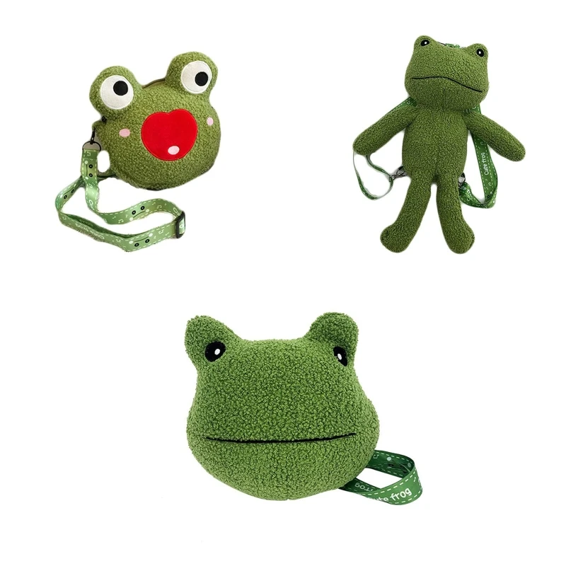 Lovely Plush for Doll Crossbody Bag Shoulder Bag Cartoon Ugly Cute for Frog Messenger Bag Handbag for Christmas Thanksgi