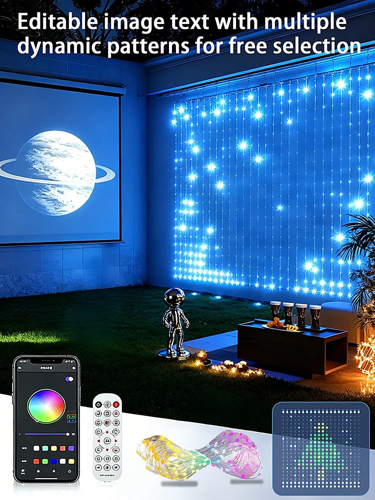 2 متر/3 متر الذكية الستار ضوء لتقوم بها بنفسك تطبيق ديناميكي عرض عطلة أضواء الزخرفية 400 LED سلسلة أضواء أضواء ملونة RGB